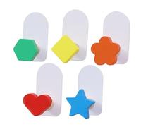 TOYZFRIENDY 5pcs Creative Colorful Non-Punch Wall Hooks Self-Adhesive Clothes and Hat Holders for Rooms Metal and Wood Design for Hanging Clothing Hats and Decorative Items