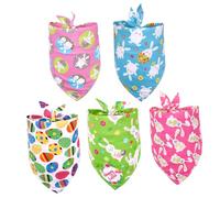 TOYZFRIENDY 5pcs Easter Pet Bandanas Triangle Dog Scarf Cartoon Pattern Mixed Styles Suitable for Dogs and Cats Holiday Accessories