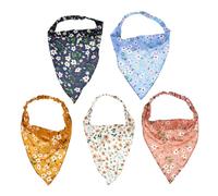 TOYZFRIENDY 5Pcs Floral Printed Elastic Triangle Hair Scarves Headbands for Women Soft Breathable Non-slip Kerchiefs Comfortable Hair Accessories for Everyday Use