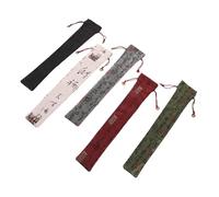TOYZFRIENDY 5pcs Handheld Fan Pouch Cotton Folding Fan Cover Traditional Chinese Style Travel Festival Gift Bag in Khaki Gray Black Red Green