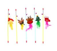 TOYZFRIENDY 5Pcs Interactive Cat Teaser Wand Set with Soft Plume Bell Plush for Cats for Indoor Play and Pet Entertainment