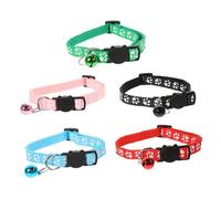 TOYZFRIENDY 5pcs Kitten Cat Collars with Bell Printed Paw Pattern Neck Chains Lightweight Pet Necklaces for Comfortable Daily Wear Stylish Buckle Design