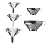 TOYZFRIENDY 5Pcs Mini Small Funnels for Liquid Dispensing Transfer Bottles Containers Compact Stainless Steel Wide Mouth Funnels for Oil Jam Essential Oils Filling