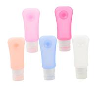 TOYZFRIENDY 5pcs Silicone Subpackaging Bottles with Suction Cup Refillable Travel Makeup Containers for Cleaning Gel Lotion Liquid Soap and Lightweight Skin Care Dispensers Random Color