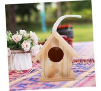 TOYZFRIENDY 5pcs Wooden Mini Bird Nest Pendant Artificial Bird House Garden Decoration Ornamental Craft for Home Party Wedding with Realistic Design Random Color