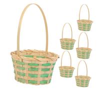 TOYZFRIENDY 6 Pcs Small Green Bamboo Flower Baskets Multi-functional Woven Storage Containers for Fresh and Artificial Flowers Home Decorative Sundries Organizer