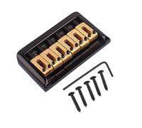 TOYZFRIENDY 6 String Black Copper Fixed Hardtail Bridge for Electric Guitar Replacement Parts Fully Adjustable Saddle Height and Intonation Top-loading Design with Mounting Screws and Wrench