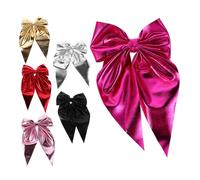 TOYZFRIENDY 6pcs Bowknot Hair Clips with Long Ribbon Tails Lightweight French Barrettes in Gold Silver Red Black Pink Rose Red Elegant Hair Accessories for Women