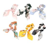 TOYZFRIENDY 6PCS Bunny Ears Hair Scrunchies for Women Elastic Hair Rope Ponytail Holders Suitable for Daily Use and