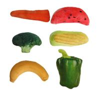 TOYZFRIENDY 6pcs Catnip Squeaky Artificial Vegetable Kitten Realistic Pet Teaser for Indoor Cats Stress Relief and Interactive Play Includes Pepper Carrot Banana Corn Broccoli Watermelon