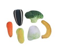 TOYZFRIENDY 6pcs Catnip Toys Plush Vegetable Kitten Play Set Carrot Cabbage Broccoli Banana Corn Seeds Soft Interactive Pet Toy for Indoor Cats