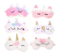 TOYZFRIENDY 6Pcs Cute Unicorn Sleeping Eye Masks for Teens Portable Breathable Sleep Mask with Elastic Band for Travel Nap Office and Home Use Soft Plush Comfortable Blindfolds for Light
