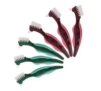 TOYZFRIENDY 6pcs Double Sided Denture Toothbrush with Hard Bristles for False Teeth Cleaning Portable Oral Care Brushes for Seniors Gum Maintenance and Travel Use