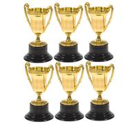 TOYZFRIENDY 6pcs Mini Plastic Award Trophies for Bright Winner Prizes Party Favors S Competition Rewards and Photo Props for Football Rugby Baseball Basketball