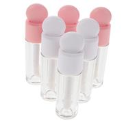 TOYZFRIENDY 6pcs Refillable Lip Gloss Tube with Matte Finish and Spherical Brush Head Clear Plastic Round Lipstick Containers for DIY Makeup Enhanced Grip and Flexible Use for Lip Balm