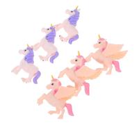 TOYZFRIENDY 6Pcs Simulation Unicorn Figurines with Wings and Without Wings Mini Animal Garden Ornaments for Moss Succulents Micro Landscape Decoration Lifelike Craftsmanship for Home Office