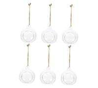 TOYZFRIENDY 6pcs Transparent Hanging Glass Hydroponic Vases for Micro Landscape DIY Small Compact Plant Containers and Candle Holder Ornaments for Home Office Wedding and Party Decoration