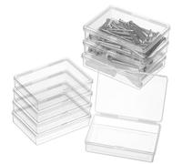 TOYZFRIENDY 8 Pcs Small Clear Plastic Storage Boxes Stackable Containers for Playing Cards Jewelry Beads Travel Trinket Organizer
