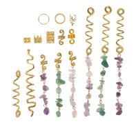 TOYZFRIENDY 80pcs Braids Hair Styling Rings with Natural Stone Pendants Metal Dreadlocks Hair for Daily Styling for Braids and Dreadlocks
