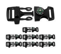 TOYZFRIENDY 8pcs Outdoor Survival Plastic Buckle Clips with Whistle Compass, 20mm Paracord Bracelet Buckles for Camping, Hiking Emergency and Travel Accessories