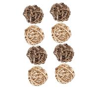 TOYZFRIENDY 8pcs Small Animal Chew Balls for Rabbits Hamsters Guinea Pigs Chinchillas Natural Straw Teeth Cleaning Portable Dental Care Plaything