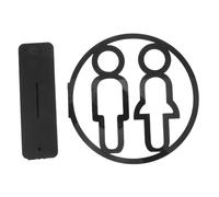 TOYZFRIENDY Acrylic Unisex Restroom Sign Door Indicator for Business Offices Restaurants Stylish Minimalist Black Double Sided Bathroom Sign Easy to Install