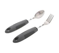 TOYZFRIENDY Adaptive Eating Utensils Set for Elderly Stainless Steel Fork and Spoon with Ergonomic Rubber Handles Bendable and Antitremor Design for Improved Grip and Independence at Home Care