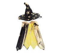 TOYZFRIENDY Adjustable Black Golden Star Pet Halloween Costume Cloak and Wizard Hat for Cats and Dogs Soft Comfortable Cat Wizard Outfit with Mystical Design for Small Pets Cosplay Party