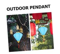 TOYZFRIENDY Antique Style Vietnamese Lantern Blue Diamond Design Decorative Outdoor Hanging Lantern for Garden Street and Passageway Night Scene for Festivals Parties and Mid Autumn