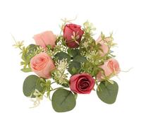 TOYZFRIENDY Artificial Flower Candle Ring Wreath Silk Flower with Fine Texture Assorted Color Realistic Style Easy to Take Care of Beautiful Appearance for Wedding Table Centerpieces and Daily