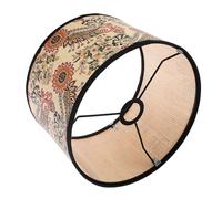TOYZFRIENDY Bamboo Lampshade with Delicate Green Plant Print Drum Lamp Cover for Bedroom Living Ceiling Hanging Light Easy to Install Decorative Shade for Pendant and Table Lamps