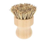 TOYZFRIENDY Bamboo Pot Brush Short Handle, Multi-Function Kitchen Cleaning Scrubber for Wok and Vegetables, Palm Wood Sturdy Vegetable and Dish Brush for Home Use