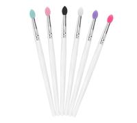 TOYZFRIENDY Big Sequined Silicone Eye Shadow Brush 6Pcs Set with Plastic Handle Precise Application Easy to Carry Makeup Tool for Travel and Office Use
