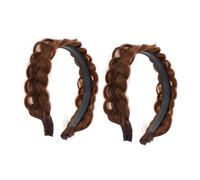 TOYZFRIENDY Braided Wig Headbands Set 2pcs with Anti-slip Teeth, Natural Fishbone Braid Style Hairband for Women and Girls, Non-slip Hair Accessories for Daily Wear and Fashion Hair Styling