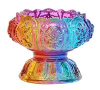 TOYZFRIENDY Buddhist Butter Lamp Base with Azure Stone High Temperature Resistant Colorful Figurine Candle Holder for Meditation Home Decor Festival Celebrations Small Delicate Stand