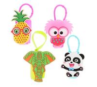 TOYZFRIENDY Cartoon Silicone Bottle Cases 4pcs 30ml Hand Sanitiser Holder Sleeve with Elephant, Panda, Pineapple, Owl Design Portable Refillable Container for Travel and Daily Use