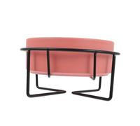 TOYZFRIENDY Ceramic Cat Bowl with Neck Protection and Raised Iron Stand Pink Pet Feeder for Cats and Puppies Strain Food and Water Dish to Reduce Neck and Spine Pressure