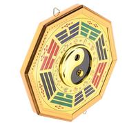 TOYZFRIENDY Chinese Feng Shui Bagua Mirror 19.5cm Metal Wall Hanging Gold Edge Colorful Pattern, Taoist Eight Diagrams Reflector for Home and Kitchen Wall Decor