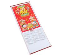 TOYZFRIENDY Chinese Zodiac Wall Calendar Horse Year Faux Rattan Scroll with Lunar Dates Hanging Feng Shui Decor for Home Office Success and Strength Celebration