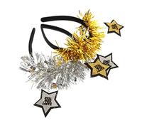 TOYZFRIENDY Christmas Five-pointed Star Headbands 2pcs Set, Gold and Silver Star Hair Accessories, Festive Xmas Headwear for Women and Year Eve Party Celebration