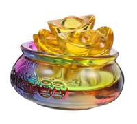 TOYZFRIENDY Colorful Crystal Feng Shui Wealth Bowl Ornament Traditional Treasure Basin Decoration for Home Office Festive Prosperity Display with Smooth Surface Craftsmanship