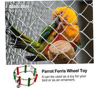 TOYZFRIENDY Colorful Wooden Ferris Wheel Bird Swing Chew with Bell for Parrots Parakeets Lovebirds Natural Material Cage Accessory