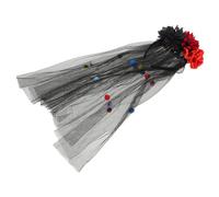 TOYZFRIENDY Day Dead Veil Headband Gothic Mesh Floral Crown Dark Bride Hairpiece for Halloween Costume Cosplay Dance Parties with Elegant Skull Accents and Flowing Veil