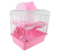 TOYZFRIENDY Double-layer Hamster Cage with Large Space and Rat Wire Cage, 23x17x33cm Pink Small Pet Villa Castle for Dwarf Hamsters and Guinea Pigs