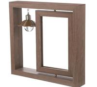 TOYZFRIENDY Double-Sided Rotating Wooden Photo Frame 6-Inch Tabletop Photo Holder with Brown Wood Finish and Built-In LED Light for Home Décor and Couples