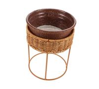 TOYZFRIENDY Elegant European Rattan Desktop Plant Stand for Indoor Succulents Sturdy Multi-use Flower Pot Holder and Decorative Storage Shelf for Home Balcony Windowsill