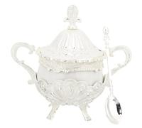 TOYZFRIENDY European Style Multi Purpose Condiment Container with Lid Embossed Peacock Pattern Sugar Jar High Temperature Resistant Seasoning Box for Kitchen Storage