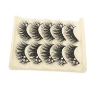 TOYZFRIENDY False Eyelashes Gems 5 Pairs Wispy Natural Black and Blue Mermaid Lashes Stage Makeup Long Curl False Lashes for Women Latin Dance Performance