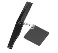 TOYZFRIENDY Foldable Pocket Comb Square Mirror Keychain Large Fine Tooth Portable Folding Comb for Men Beard Grooming Travel-friendly Mirror Set