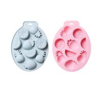 TOYZFRIENDY Fruit-Shaped Silicone Chocolate Moulds 2pcs Blue and Pink Non-Stick Dessert DIY Cake Mold Baking Tool for Summer Candy and Ice Cube Making